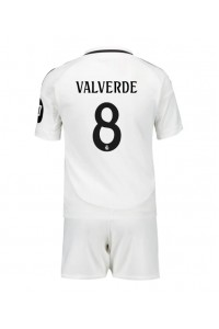 Fotbalové Dres Real Madrid Federico Valverde #8 Dětské Domácí Oblečení 2024-25 Krátký Rukáv (+ trenýrky)